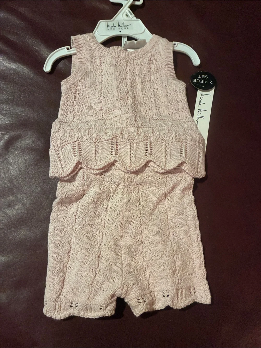 Nicole Miller Baby Pink Knit Two-Piece Romper Set